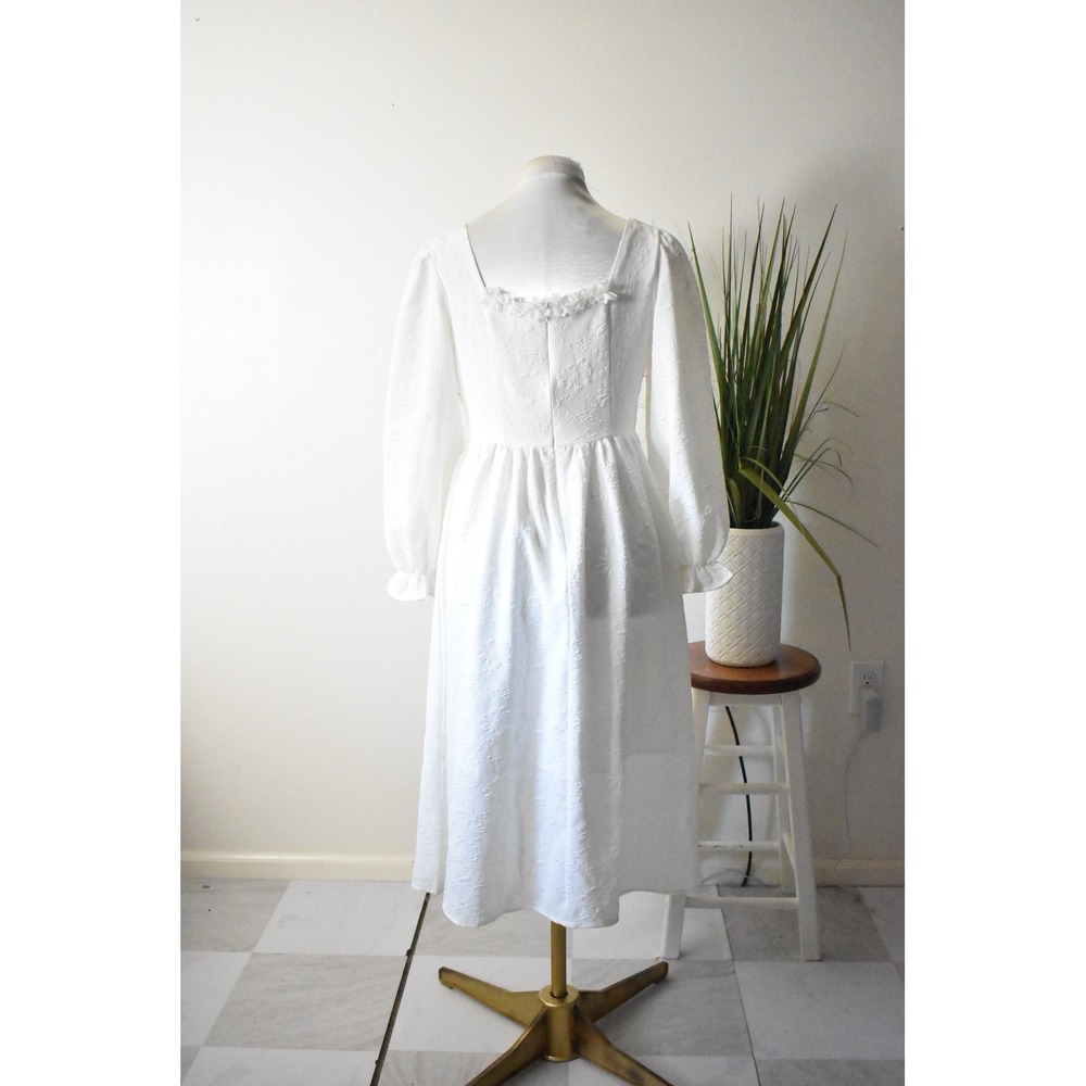 Qing Man Midi Dress Women Medium White Vintage Style Lace Up Corset cosplay - Picture 4 of 11